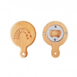 Wooden Handle Bottle Opener With Magnet Custom Printed