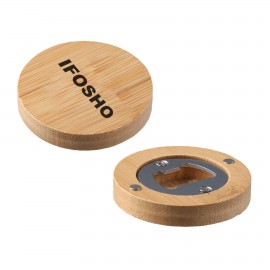 Magnetic Round Wood Beer Bottle Opener for Fridge Kitchen Club Logo Branded  Magnetic Round Wood Beer Bottle Opener for Fridge Kitchen Club Logo Branded