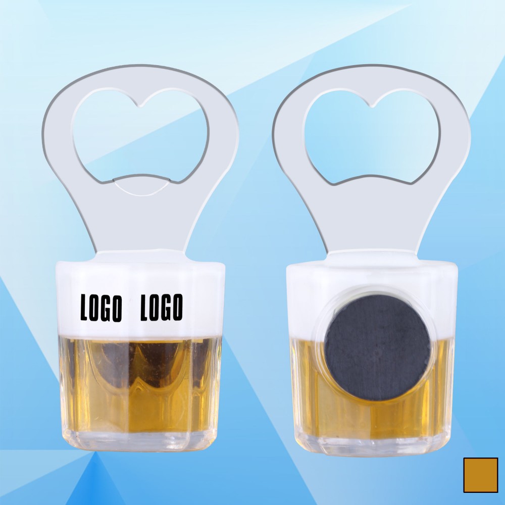 Promotional 3 1/8'' Cup Shaped Bottle Opener w/Magnet