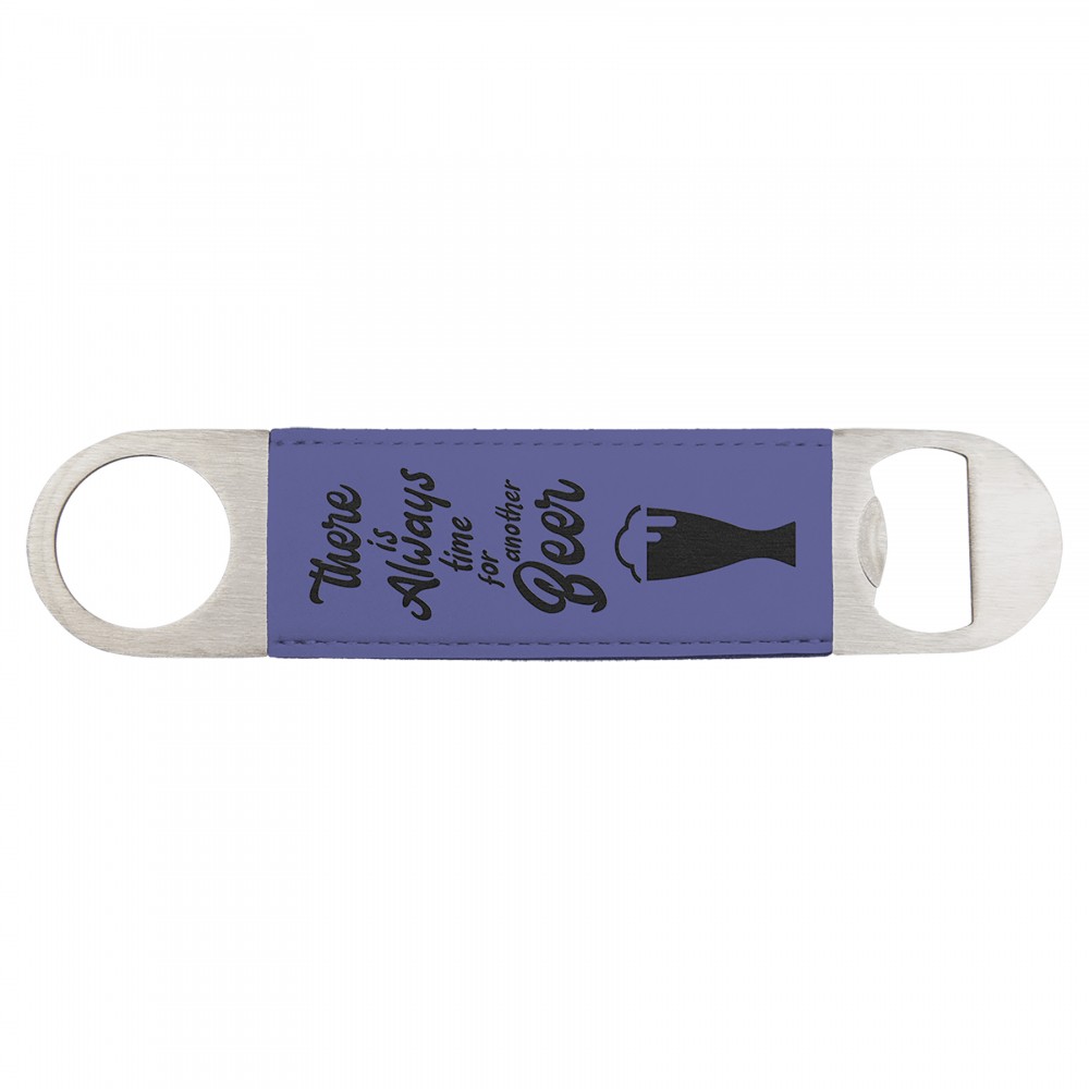 Custom Imprinted Purple 1-1/2"x7" Oval Rectangle Bottle Opener, Laserable Leatherette