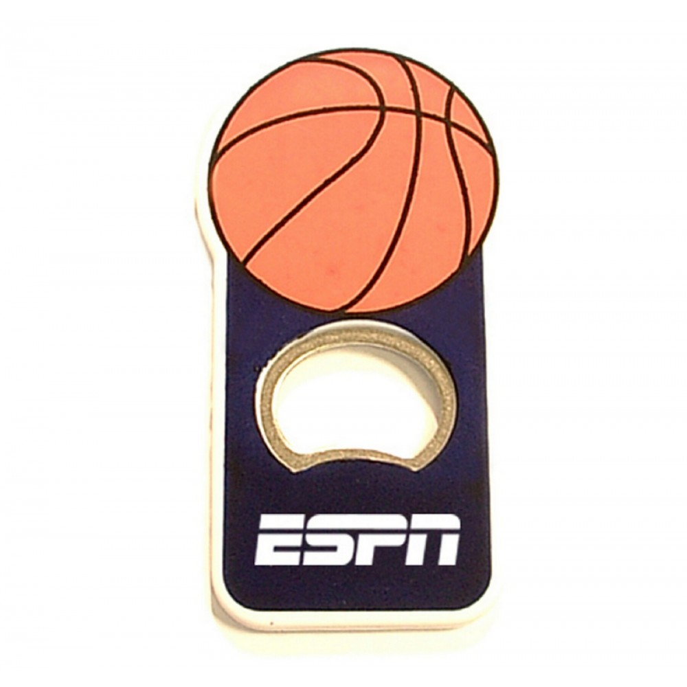 Custom Imprinted Basket ball shape bottle opener with magnet