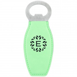 Custom Imprinted 4 5/8" Teal Leatherette Bottle Opener w/Magnet