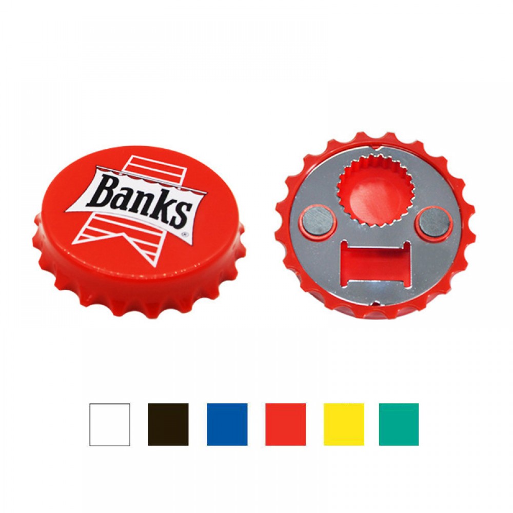 Logo Branded Bottle Cap Shaped Magnetic Bottle Opener