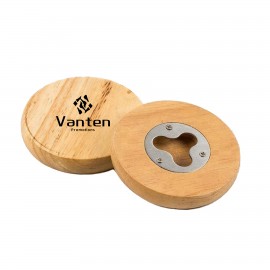 Wooden Round Shape Bottle Opener Logo Branded