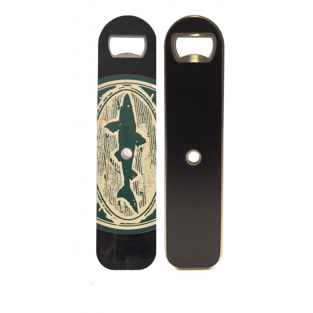 Custom Printed Vintage Vinyl Recycled Record Bottle Opener - 1-Sided Imprint, Magnetic Back