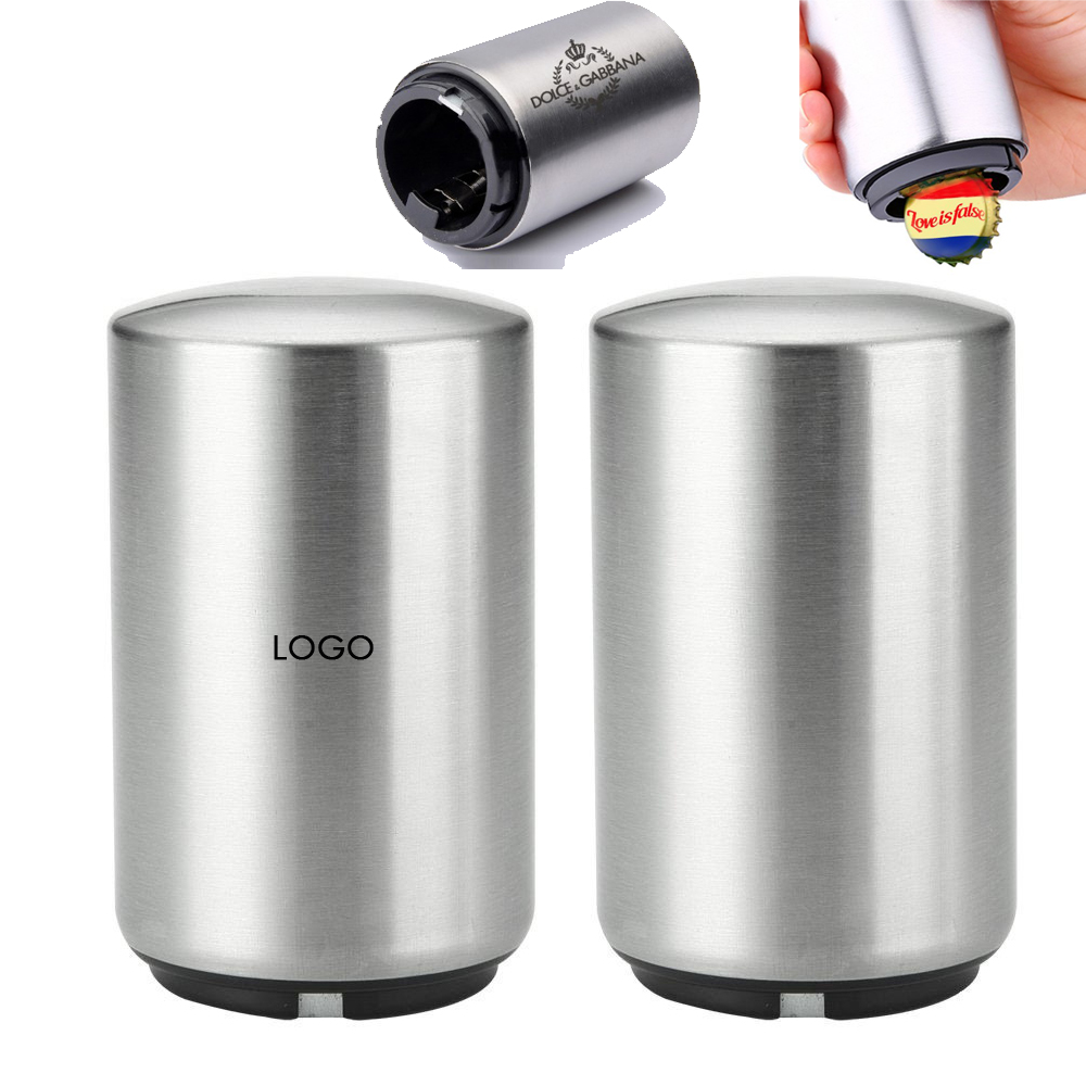 Automatic Stainless steel bottle opener with magnet Logo Branded