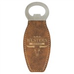 Rustic/Gold Leatherette Bottle Opener with Magnet, Laserable Custom Printed
