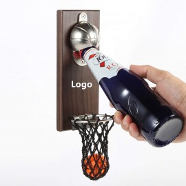 Magnetic Basketball Bottle Opener Wall Mounted Opener with Cap Collector Catcher Custom Imprinted
