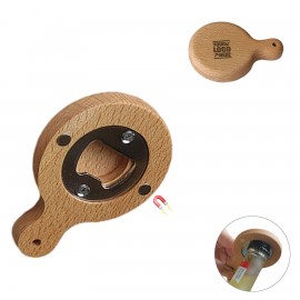 Custom Printed Wooden Handle Bottle Opener With Magnet
