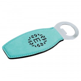 Custom Imprinted Teal Leatherette Bottle Opener with Magnet, Laserable  Custom Imprinted Teal Leatherette Bottle Opener with Magnet, Laserable