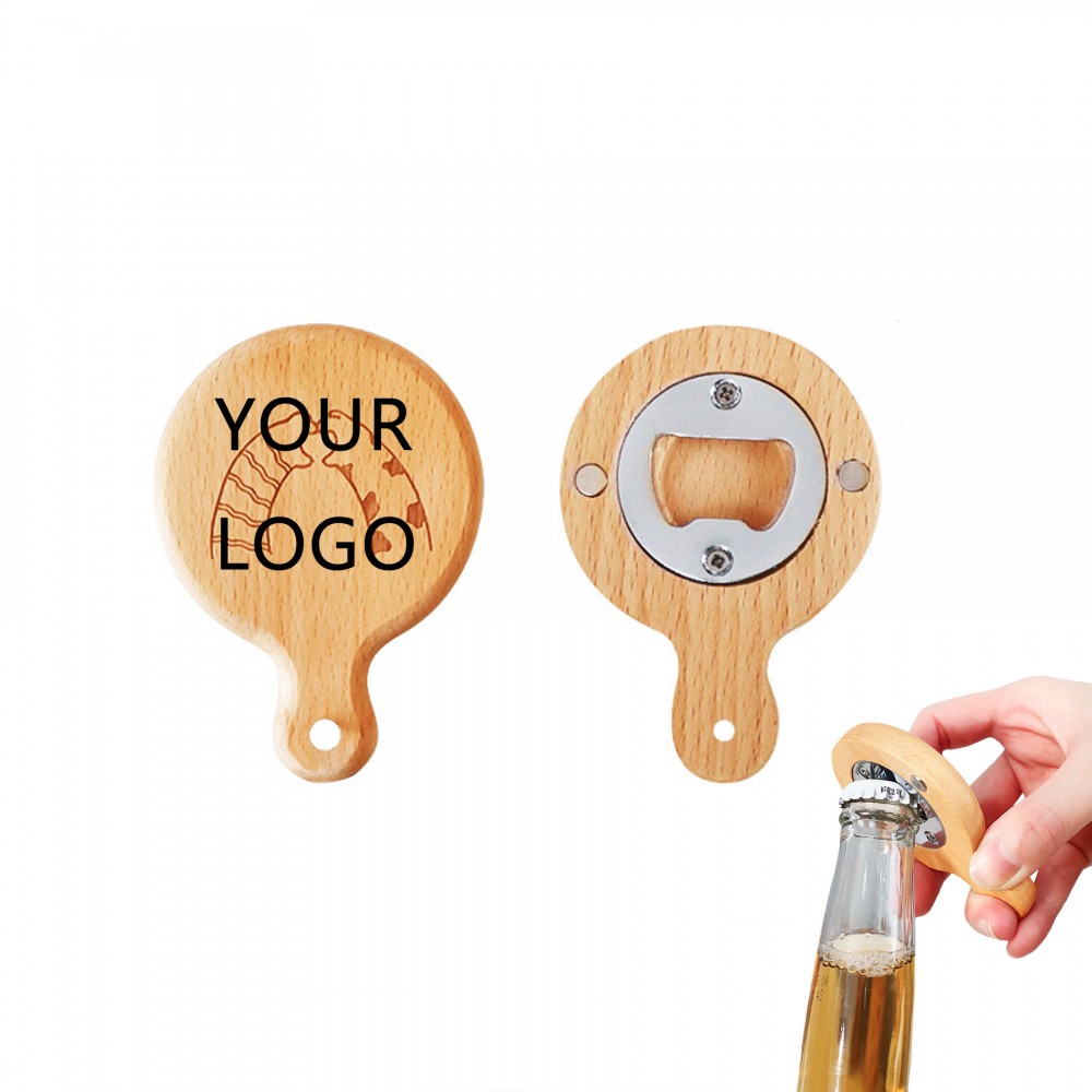 Custom Imprinted Wooden Beer Bottle Opener With Magnetic