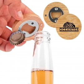 Magnetized Bamboo Bottle Opener Custom Printed