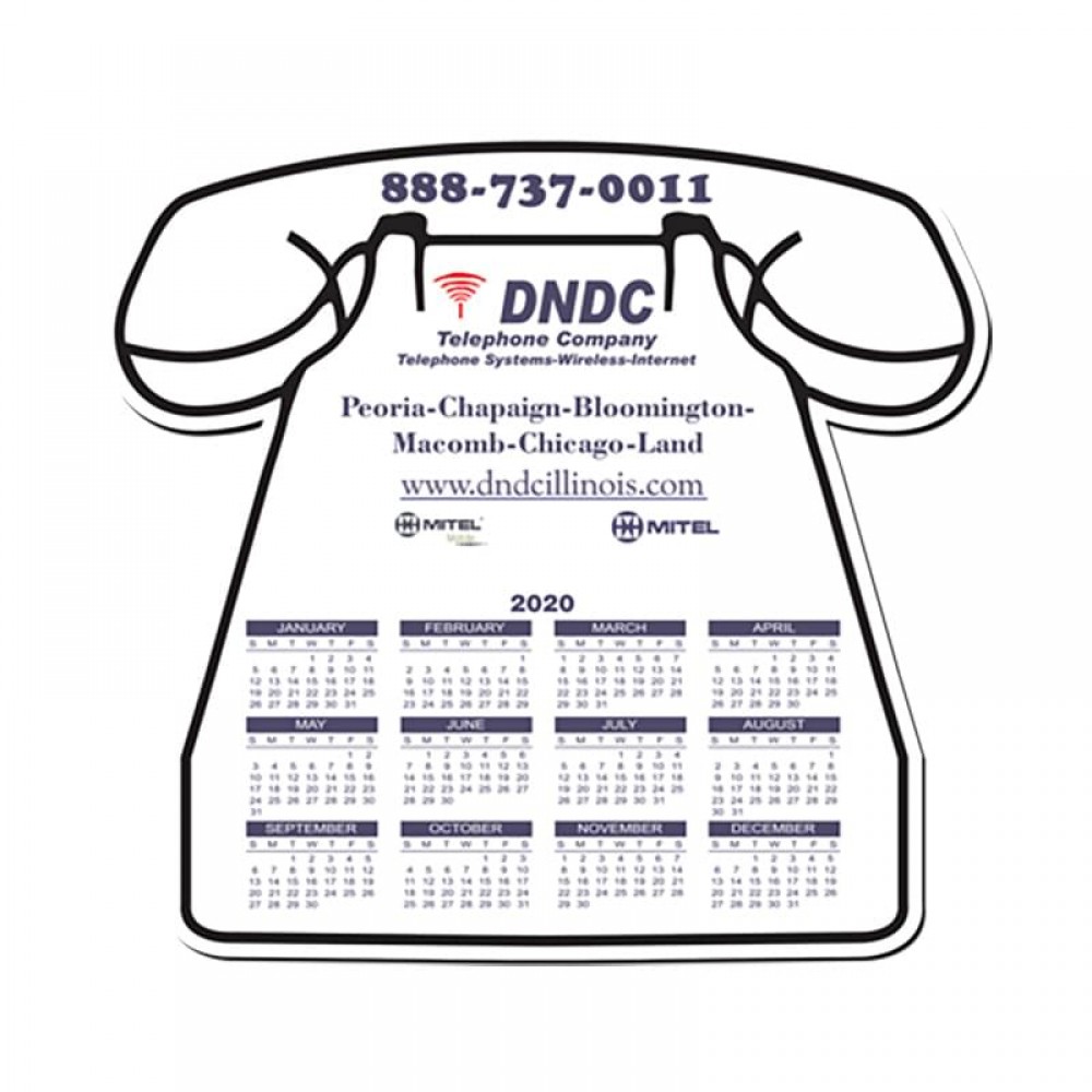 Personalized Mouse Pad - Telephone Shape Hard Top Custom Printed Calendar Mouse Pad 1/8" Rubber Base