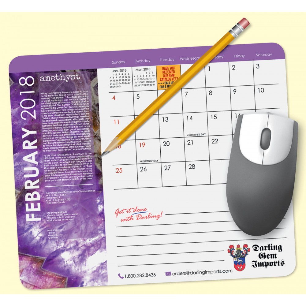 MousePaper Calendar 12 Month 7.25"x8.5" Paper Mouse Pad with Logo