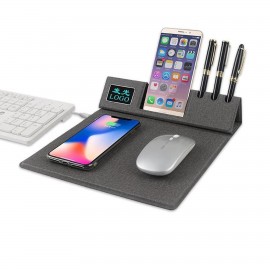 Logo Branded Folding Phone Holder Wireless Charger Mouse Pad