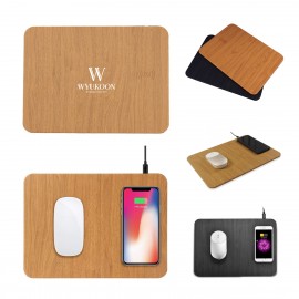 Custom Imprinted Wood Grain Wireless Charging Mouse Pad  Custom Imprinted Wood Grain Wireless Charging Mouse Pad