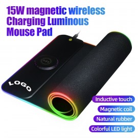 Logo Branded RGB Light-emitting Game Mouse Pad With 15W Wireless Charging