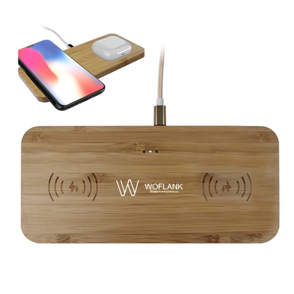 3 in 1 Wood Wireless Charging Mouse Pad Custom Imprinted 3 in 1 Wood Wireless Charging Mouse Pad Custom Imprinted