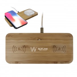 3 in 1 Wood Wireless Charging Mouse Pad Custom Imprinted  3 in 1 Wood Wireless Charging Mouse Pad Custom Imprinted
