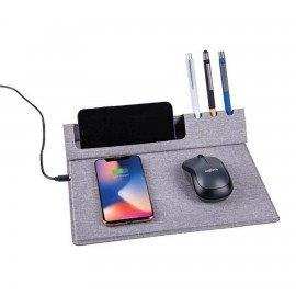 3 in 1 10w Wireless Charger Computer Mouse Pad with Logo  3 in 1 10w Wireless Charger Computer Mouse Pad with Logo