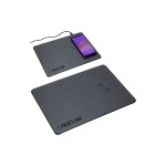 Faux Leather Mouse Pad with Wireless Charger with Logo