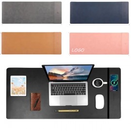 PU Leather Wireless Charging Desk Pad 15W Custom Imprinted
