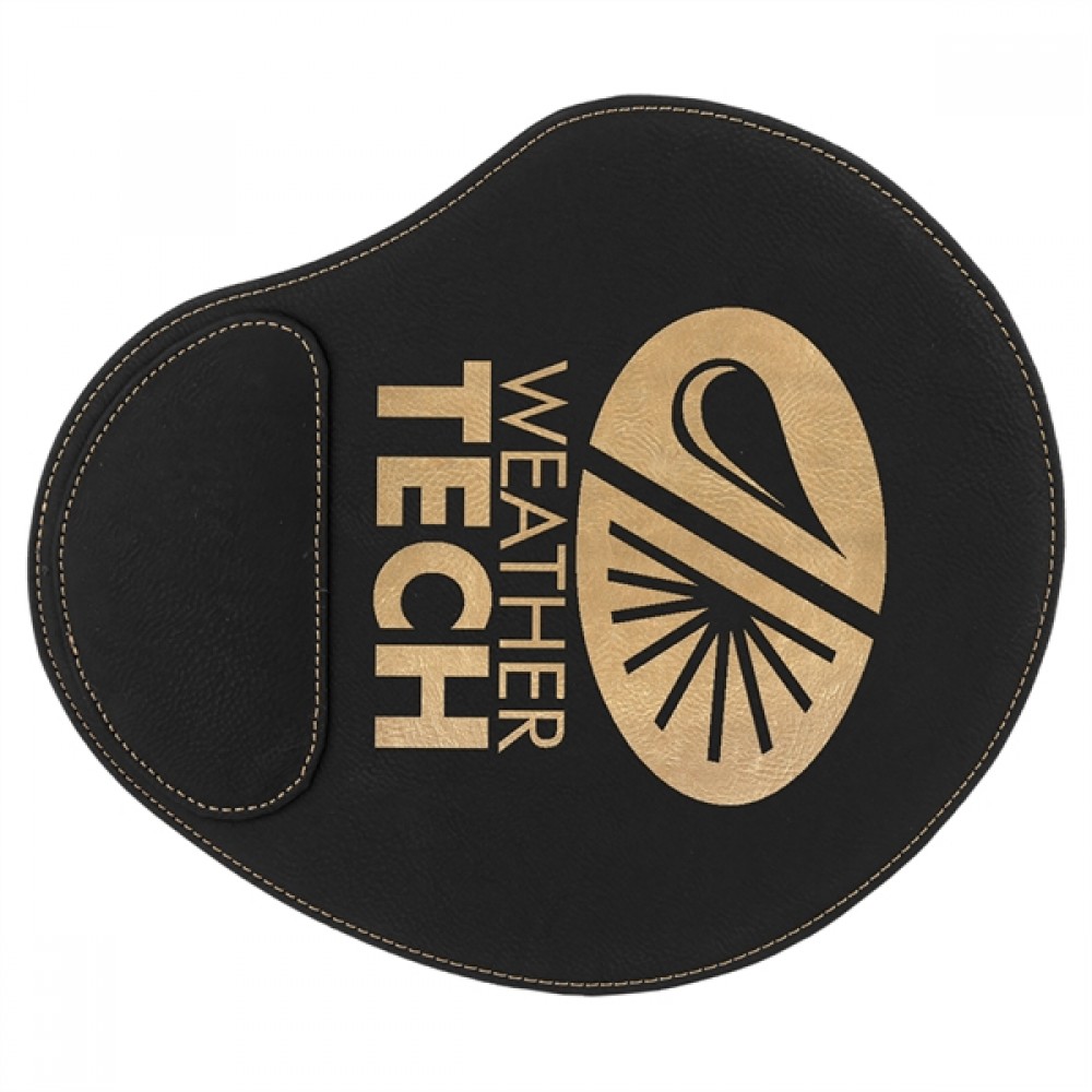 Black/Gold Leatherette Mouse Pad with Logo