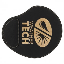 Black/Gold Leatherette Mouse Pad with Logo  Black/Gold Leatherette Mouse Pad with Logo