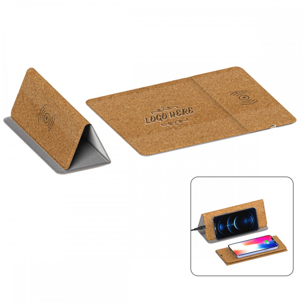Cork Fast Wireless Charging Mouse Pad with Logo
