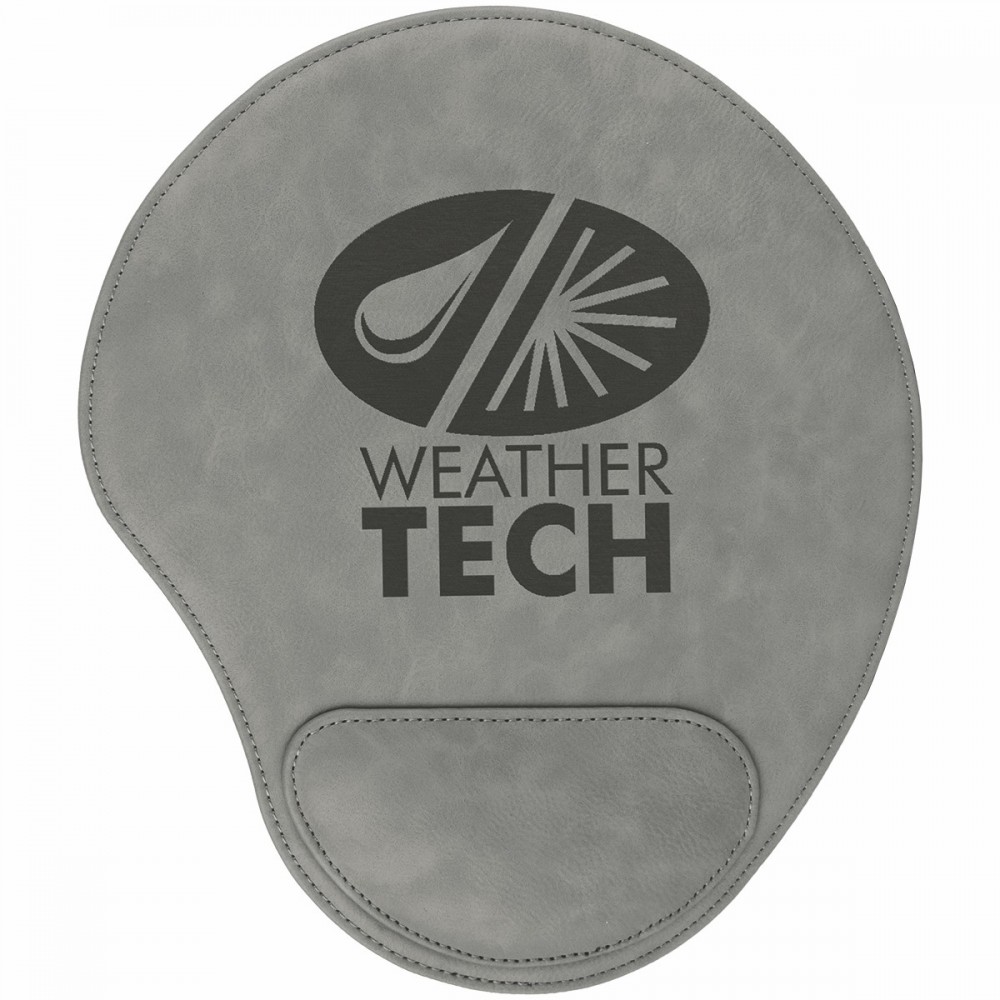 Gray Leatherette Mouse Pad with Logo