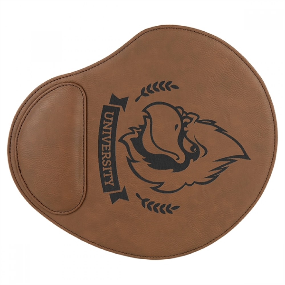 Brown/Black Leatherette Mouse Pad with Logo