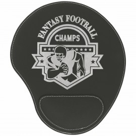 Black/Silver Leatherette Mouse Pad with Logo  Black/Silver Leatherette Mouse Pad with Logo