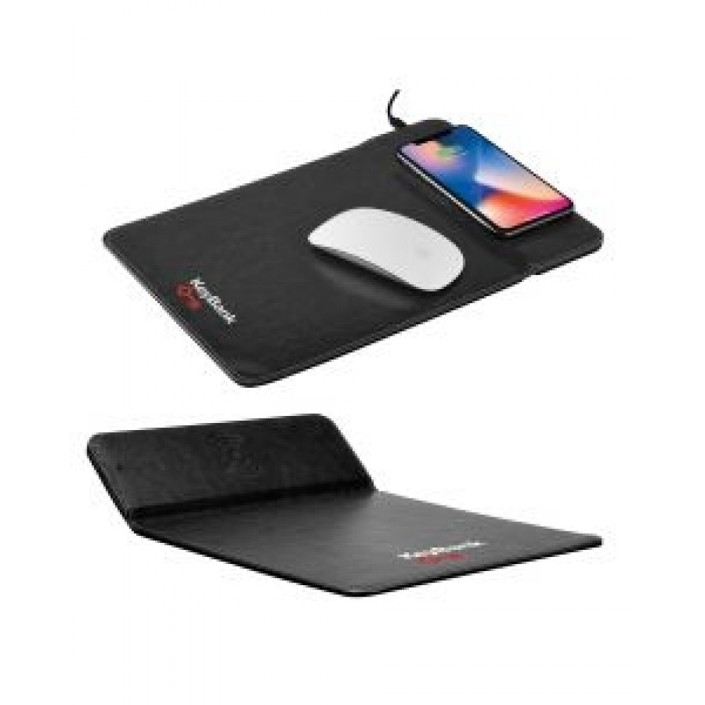 Custom Imprinted Wireless Charging Mousepad with Phone Stand