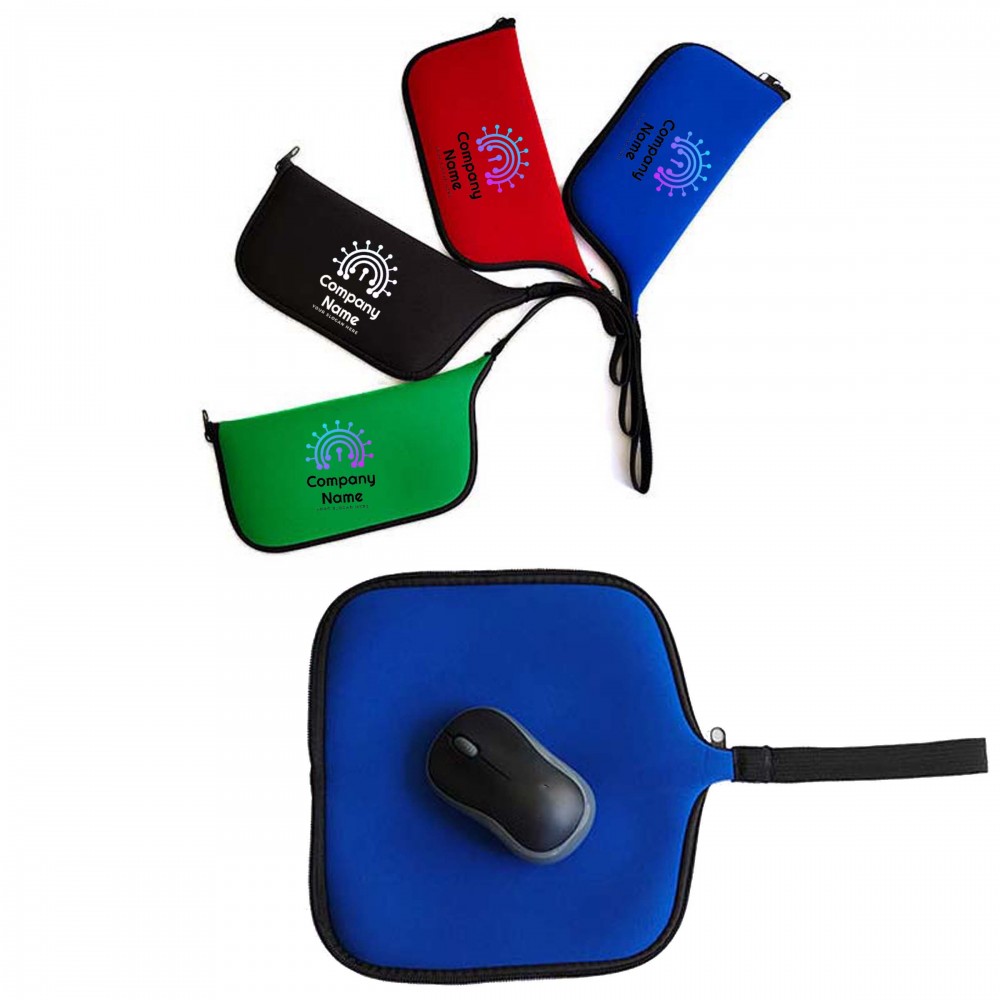 Portable Mouse Case Zipper Pouch Mousepad with Logo Portable Mouse Case Zipper Pouch Mousepad with Logo
