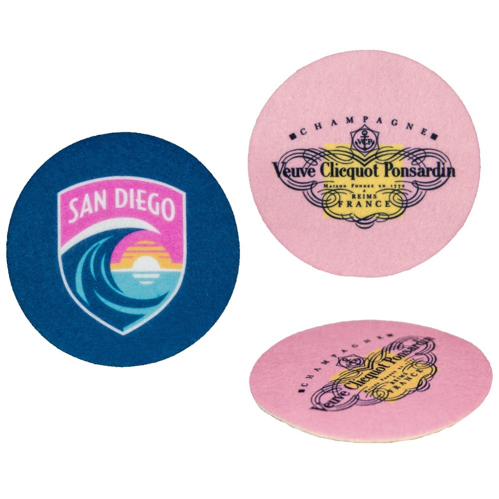 Custom Imprinted Dot Full Color Felt Coaster