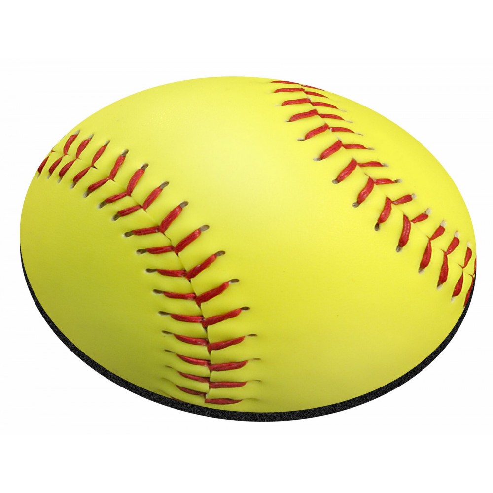 Softball Stock Round Natural Rubber Mouse Pad (8" Diameter) with Logo