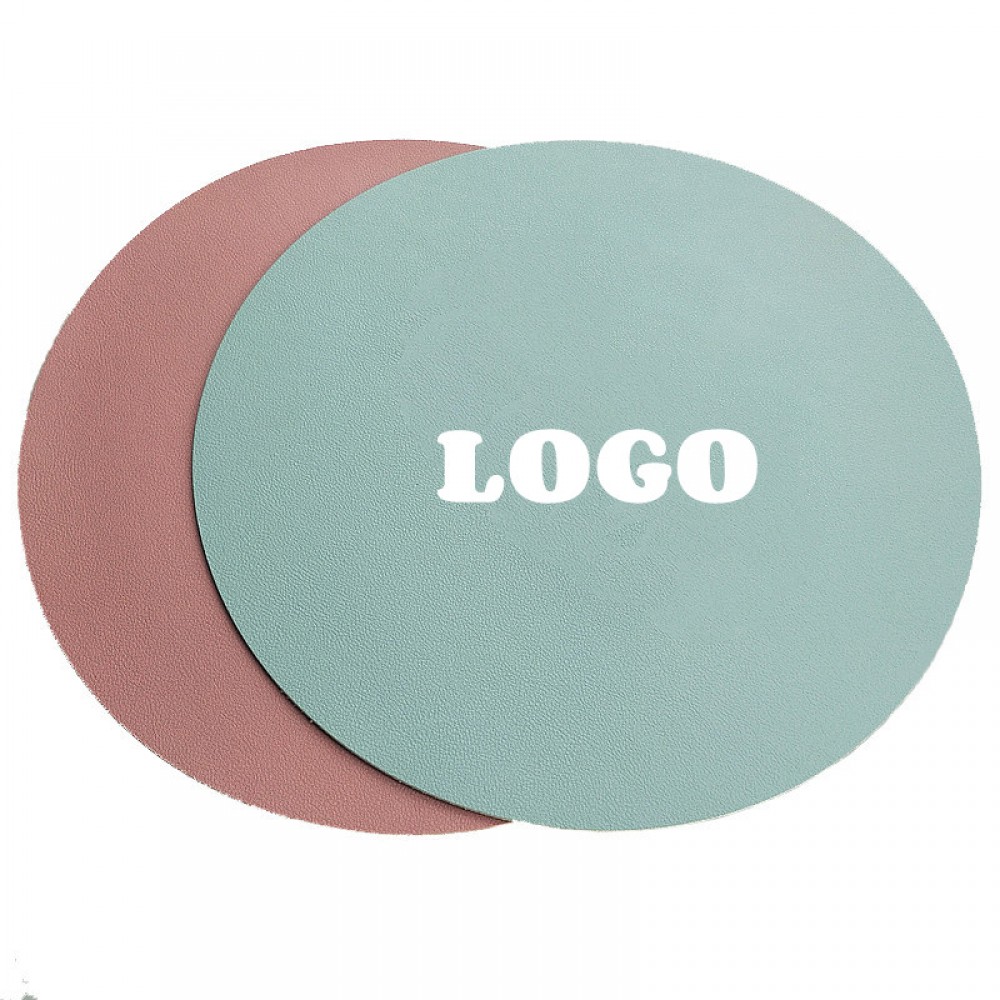 9.85 Inch Round PU Leather Non-slip Mouse Pad with Logo