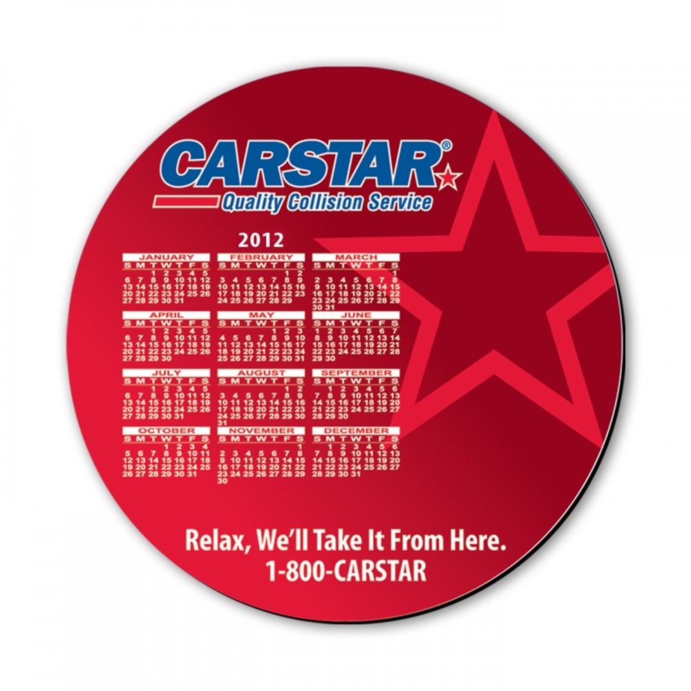 Custom 8" Round Hard Top Custom Calendar Mouse Pad with 1/8" Thick Rubber Base
