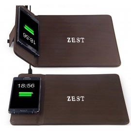 Logo Branded PU Wireless Charger Mouse Pad With Phone Holder