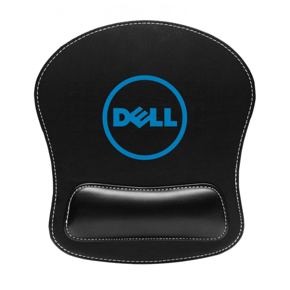 Logo Branded Union Printed - CEO Leatherette Mouse Pad with Wrist Rest - 1-color Print