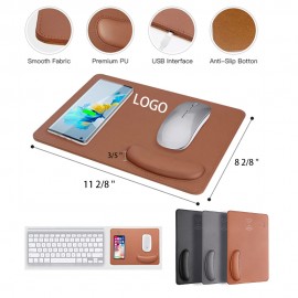 15W Wireless Charging Mouse Pad w/Wrist Support with Logo