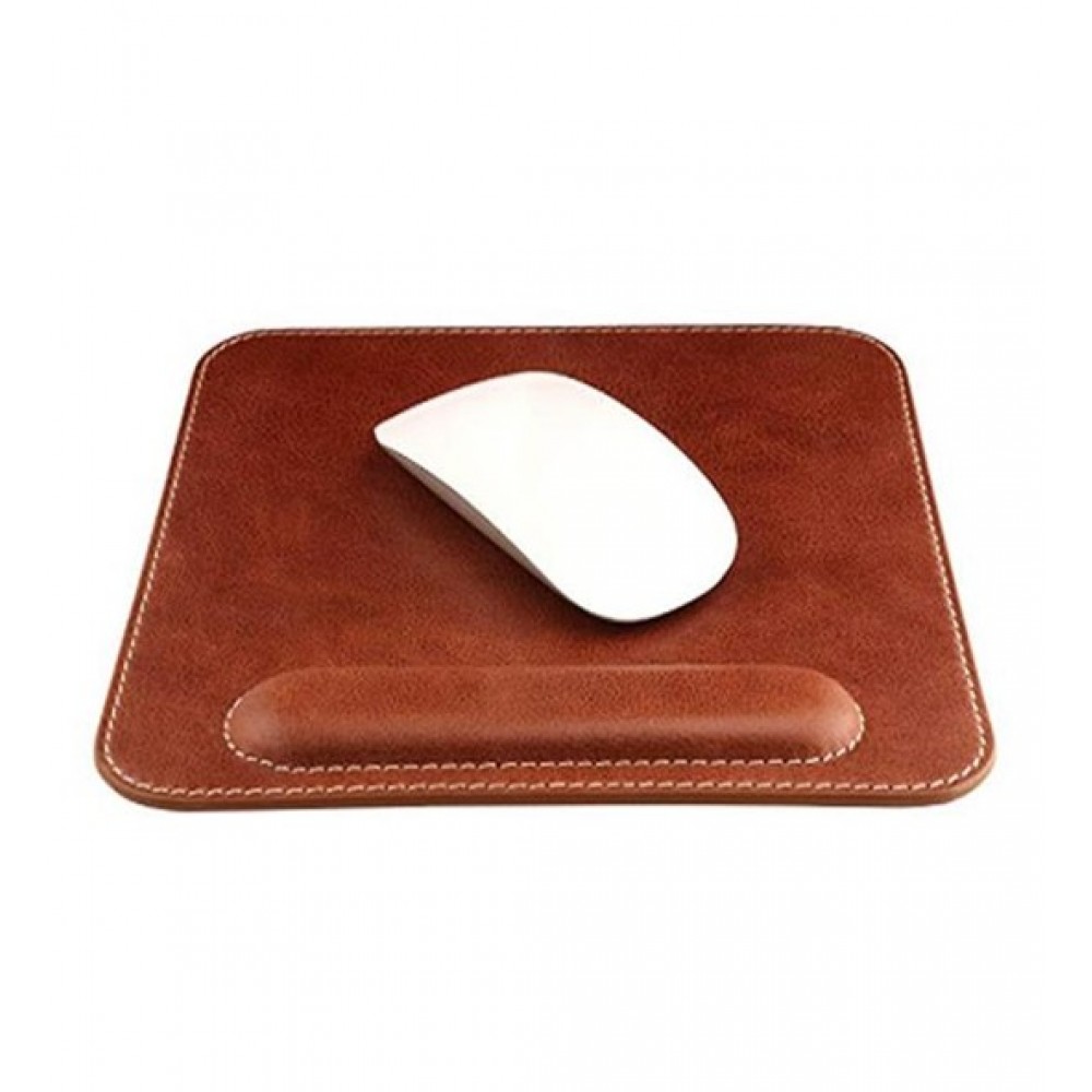 Genuin Leather Mouse Pad With Wrist Rest with Logo