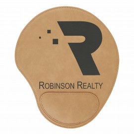 Light Brown Leatherette Mouse Pad (9" x 10.25") with Logo