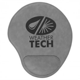 Mouse Pad, Gray Faux Leather with Logo