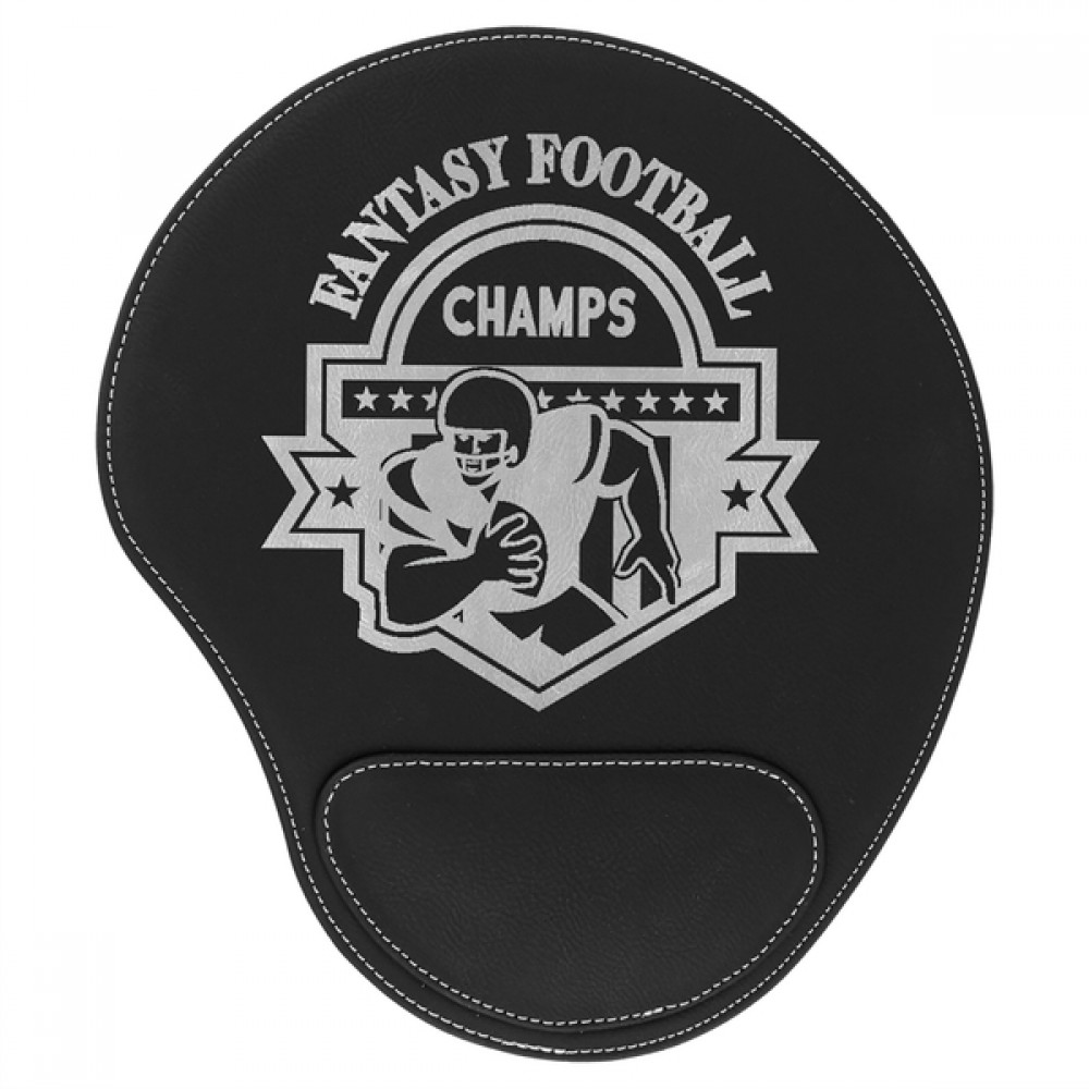 Logo Branded Mouse Pad, Black Faux Leather