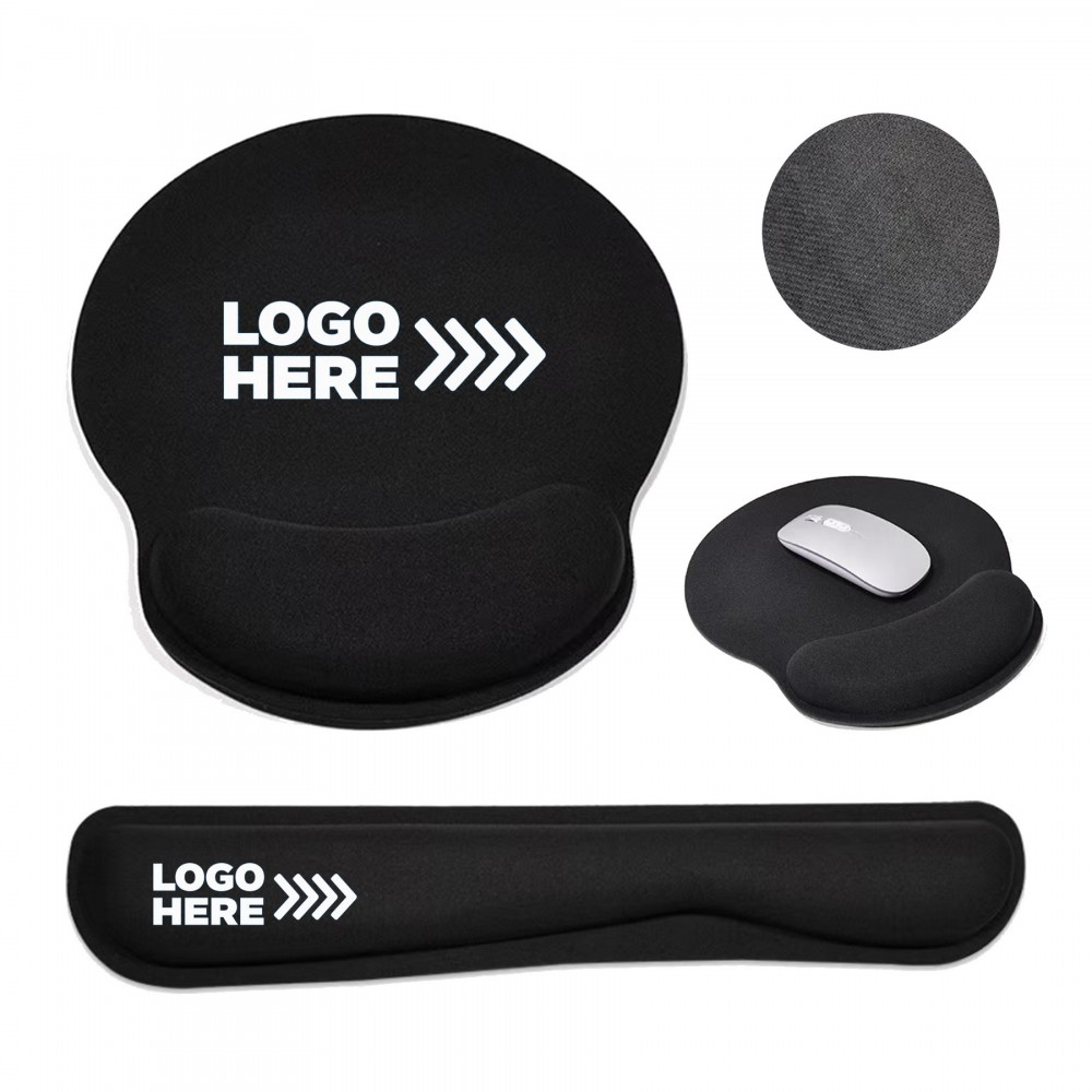 Ergonomic Memory Foam Keyboard Mouse Wrist Rest Custom Printed
