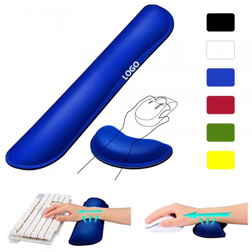 Memory Foam Keyboard Wrist Rest Support Set Custom Imprinted