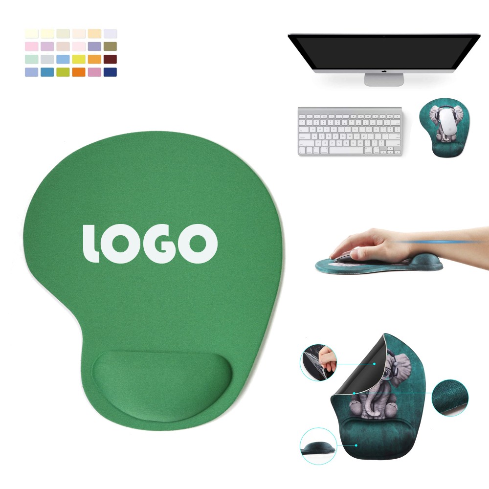 Custom Printed Mouse Pad with Gel Wrist Rest Support
