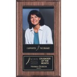 6" x 10" Walnut Plaque w/ Magnetic Photo Holder and Plate Custom Imprinted