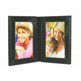 Personalized Atlantis Bonded Leather Bi-Fold Vertical Photo Frame